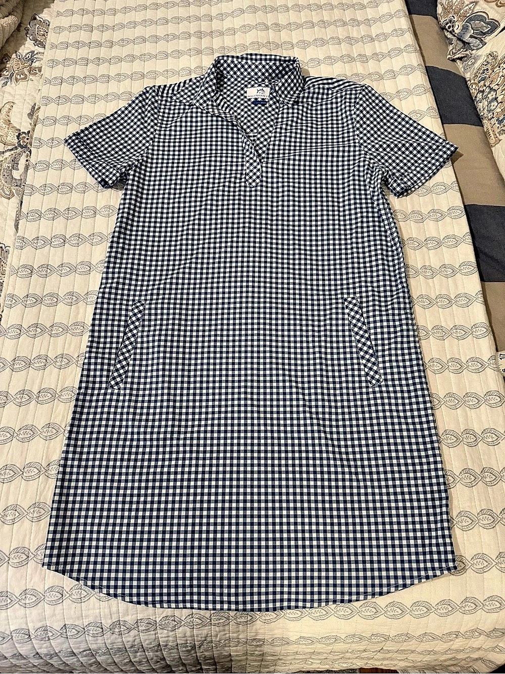 Southern Tide Kamryn Gingham Coastal Breeze Dress Blue & White Small